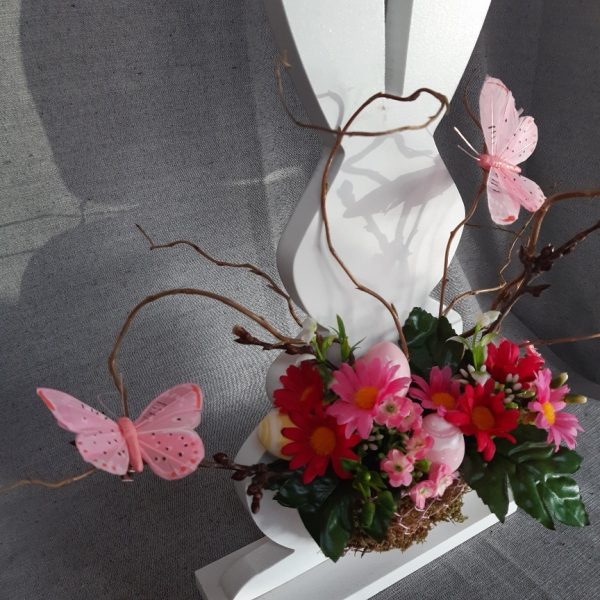 Paashaas met bloemenmandje (+/- 25 cm) - Afbeelding 3